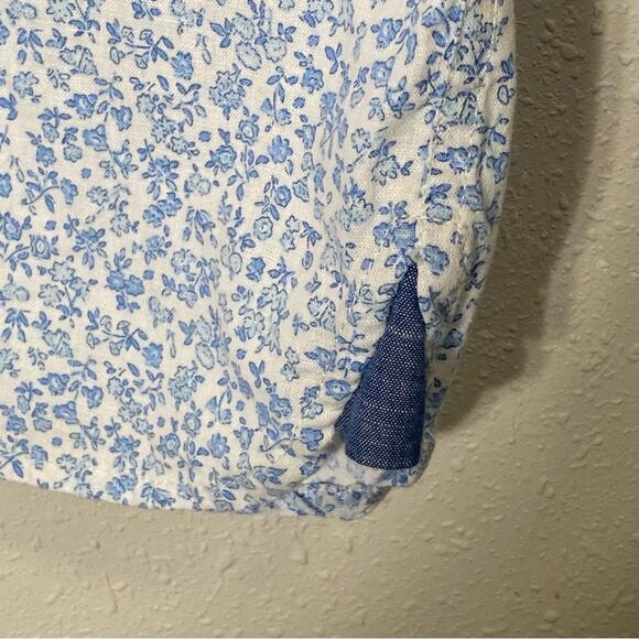 Hope & Henry Blue Floral Linen Blend Casual Button Up Shirt Boys Size Large - Picture 10 of 15